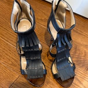 BCBGMaxAzria Black Fringe Heels